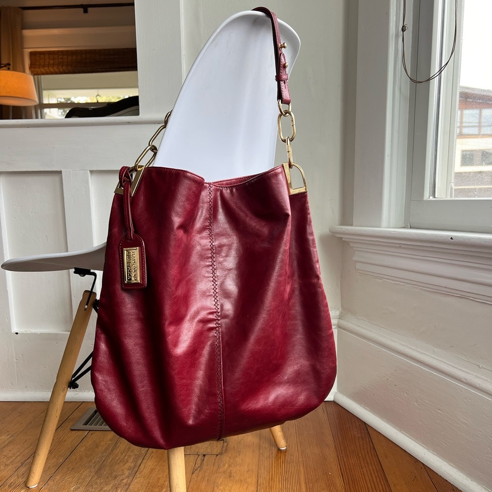 Badgley Mischka burgundy leather shoulder bag